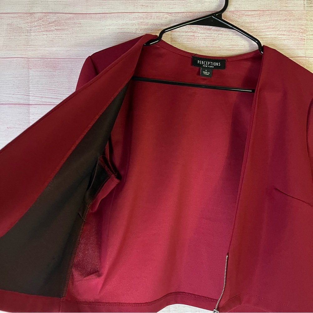 Perceptions New York Maroon/Burgundy Lightweight Cropped Jacket Size Large - Picture 6 of 7